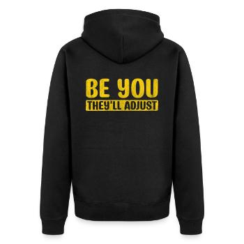 Motivate Inspire Encouragement Positivity Slogan - Unisex Premium Bio Zip Hoodie - Schwarz - Hinten - Nico (187cm)