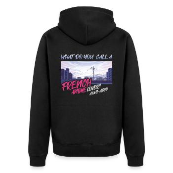 Wie Nennt Man Einen Französischen Anime-liebhaber? - Unisex Premium Bio Zip Hoodie - Schwarz - Hinten - Nico (187cm)