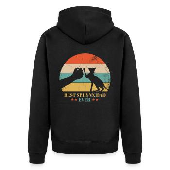 Best Sphynx Father Ever Design For - Unisex Premium Organic Zip Hoodie - black - Back - Nico (187cm)