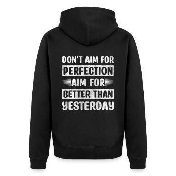 Motivate Inspire Encouragement Positivity Slogan - Unisex Premium Bio Zip Hoodie - Schwarz - Hinten - Nico (187cm)