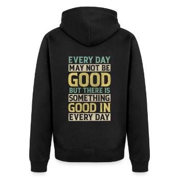 Motivate Inspire Encouragement Positivity Slogan - Unisex Premium Bio Zip Hoodie - Schwarz - Hinten - Nico (187cm)