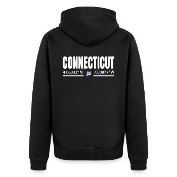 Connecticut travel gift - Unisex Premium Organic Zip Hoodie - black - Back - Nico (187cm)
