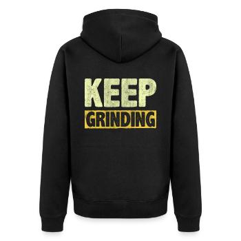 Keep Grinding Inspire Encouragement Motivationnel - Veste à capuche bio Premium Unisexe - noir - Dos - Nico (187cm)