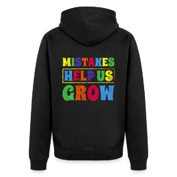 Mistakes Help Us Grow Inspire Encouragement - Unisex Premium Bio Zip Hoodie - Schwarz - Hinten - Nico (187cm)