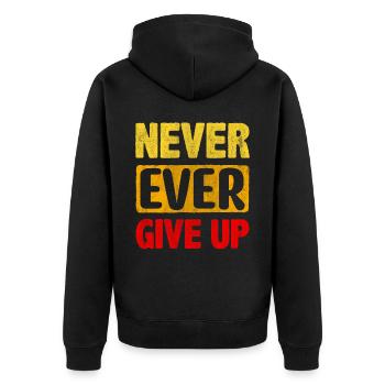 Motivate Inspire Encouragement Positivity Slogan - Unisex Premium Bio Zip Hoodie - Schwarz - Hinten - Nico (187cm)