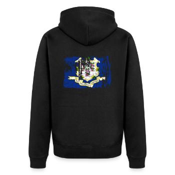 Connecticut flags proud gift - Unisex Premium Organic Zip Hoodie - black - Back - Nico (187cm)