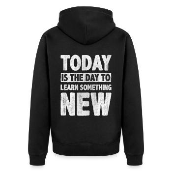 Motivate Inspire Encouragement Positivity Slogan - Unisex Premium Bio Zip Hoodie - Schwarz - Hinten - Nico (187cm)
