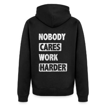 Motivate Inspire Encouragement Positivity Slogan - Unisex Premium Bio Zip Hoodie - Schwarz - Hinten - Nico (187cm)
