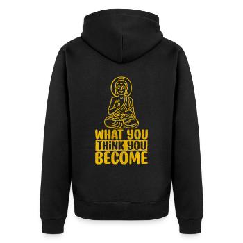 Motivate Inspire Encouragement Positivity Slogan - Unisex Premium Bio Zip Hoodie - Schwarz - Hinten - Nico (187cm)