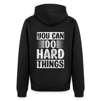 Motivate Inspire Encouragement Positivity Slogan - Unisex Premium Bio Zip Hoodie - Schwarz - Hinten - Nico (187cm)