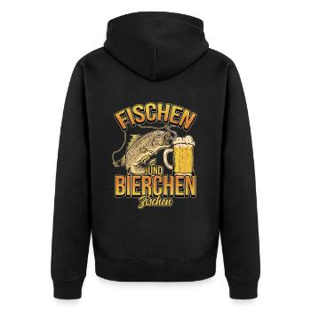 Fischen und Bierchen zischen Angeln Angler Spruch - Unisex Premium Bio Zip Hoodie - Schwarz - Hinten - Nico (187cm)