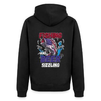 Pêche et bières sifflement pêche Mot à la ligne - Veste à capuche bio Premium Unisexe - noir - Dos - Nico (187cm)