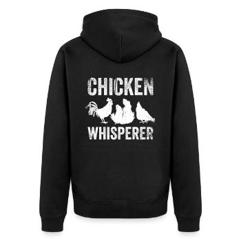 Chicken Whisperer Farmer Black Love White Cult - Unisex Premium Organic Zip Hoodie - black - Back - Nico (187cm)