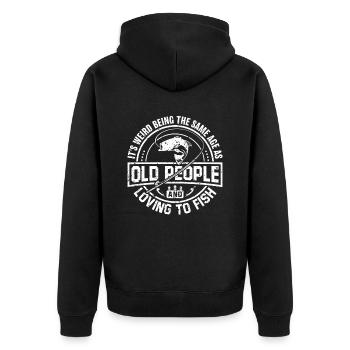 Großvater Papa Amateur Angeln Humor Alter Opa - Unisex Premium Bio Zip Hoodie - Schwarz - Hinten - Nico (187cm)