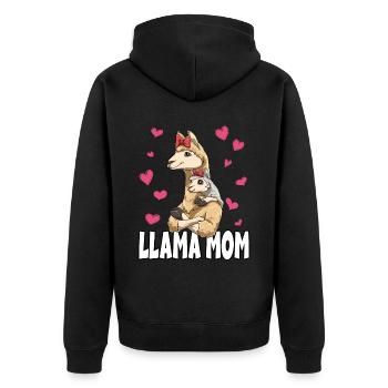 Lama Mama Muttertag Mom Mutter Alpaka - Unisex Premium Bio Zip Hoodie - Schwarz - Hinten - Nico (187cm)