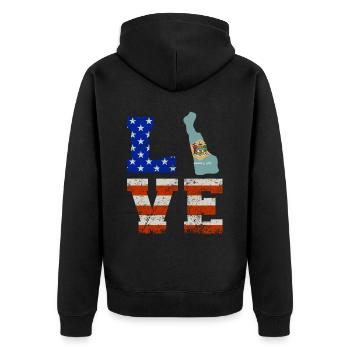 Liebes delaware geschenk - Unisex Premium Bio Zip Hoodie - Schwarz - Hinten - Nico (187cm)