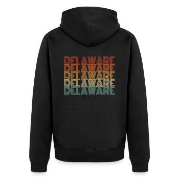 Delaware reisen geschenk - Unisex Premium Bio Zip Hoodie - Schwarz - Hinten - Nico (187cm)