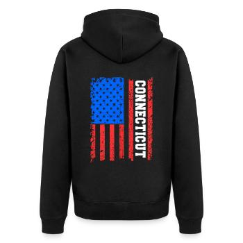 Connecticut Usa flag gift - Unisex Premium Organic Zip Hoodie - black - Back - Nico (187cm)