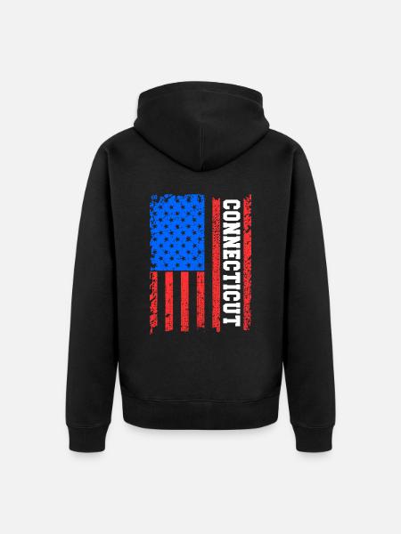 Connecticut Usa flag gift - Unisex Premium Organic Zip Hoodie - black