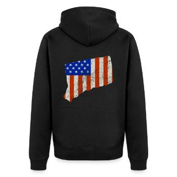 Connecticut State of Usa flag gift - Unisex Premium Organic Zip Hoodie - black - Back - Nico (187cm)