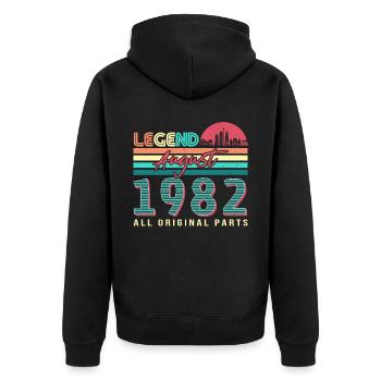 40e anniversaire août 1982 - Veste à capuche bio Premium Unisexe - noir - Dos - Nico (187cm)