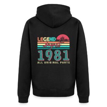 Retro 1981 August - Unisex Premium Organic Zip Hoodie - black - Back - Nico (187cm)