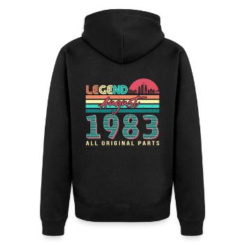 Retro 1983 August - Unisex Premium Organic Zip Hoodie - black - Back - Nico (187cm)
