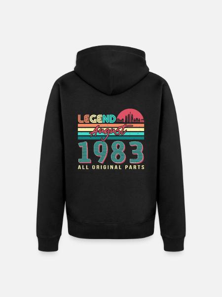 Retro 1983 August - Unisex Premium Organic Zip Hoodie - black