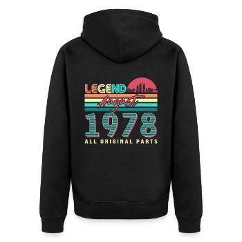 Retro 1978 August - Unisex Premium Organic Zip Hoodie - black - Back - Nico (187cm)