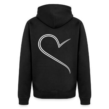 Simple Half Heart Way - Unisex Premium Organic Zip Hoodie - black - Back - Nico (187cm)