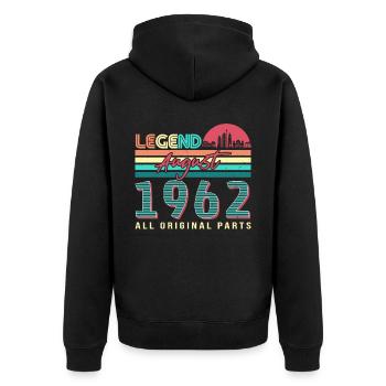 1962 In August 60th birthday - Unisex Premium Organic Zip Hoodie - black - Back - Nico (187cm)