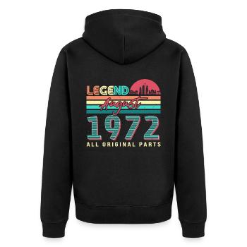 50. Jahrestag August 1972 - Unisex Premium Bio Zip Hoodie - Schwarz - Hinten - Nico (187cm)