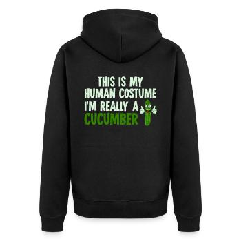 Gurke Gurkenkostüm Gurken - Unisex Premium Bio Zip Hoodie - Schwarz - Hinten - Nico (187cm)