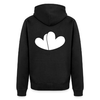 Zwei Weisse Herzen - Unisex Premium Bio Zip Hoodie - Schwarz - Hinten - Nico (187cm)