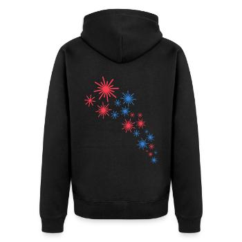 Sternenhimmel In Blau Und Rot - Unisex Premium Bio Zip Hoodie - Schwarz - Hinten - Nico (187cm)