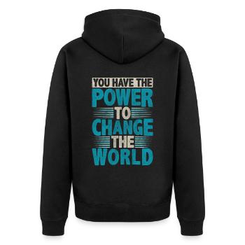 Motivate Inspire Encouragement Positivité Slogan - Veste à capuche bio Premium Unisexe - noir - Dos - Nico (187cm)