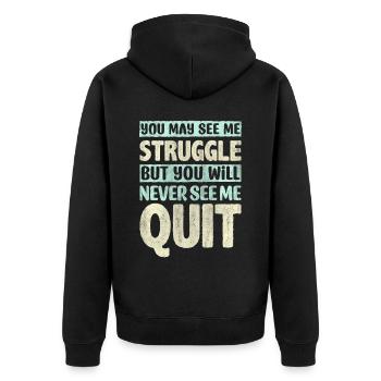 Motivate Inspire Encouragement Positivity Slogan - Unisex Premium Bio Zip Hoodie - Schwarz - Hinten - Nico (187cm)