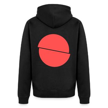 Halbe Kreise Rotes Design - Unisex Premium Bio Zip Hoodie - Schwarz - Hinten - Nico (187cm)