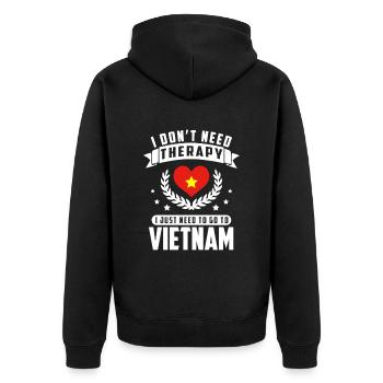 DONT NEED THERAPY GO TO VIETNAM - Unisex Premium Organic Zip Hoodie - black - Back - Nico (187cm)