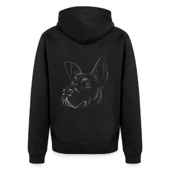 Dog Lines Realistic Drawing Dog Art - Unisex Premium Organic Zip Hoodie - black - Back - Nico (187cm)