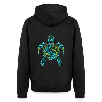 Earth Turtle - Unisex Premium Organic Zip Hoodie - black - Back - Nico (187cm)
