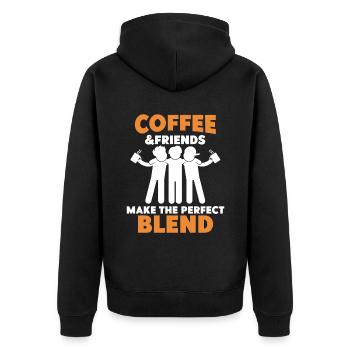 Coffee Friends Coffee drinkers Drink coffee - Unisex Premium Organic Zip Hoodie - black - Back - Nico (187cm)