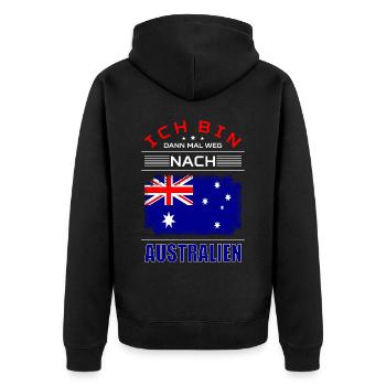 Ich Bin Dann Mal Weg Nach Australien Fahne Urlaub - Unisex Premium Bio Zip Hoodie - Schwarz - Hinten - Nico (187cm)