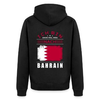 Ich Bin Dann Mal Weg Nach Bahrain Fahne Urlaub - Unisex Premium Bio Zip Hoodie - Schwarz - Hinten - Nico (187cm)