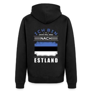Ich Bin Dann Mal Weg Nach Estland Fahne Urlaub - Unisex Premium Bio Zip Hoodie - Schwarz - Hinten - Nico (187cm)