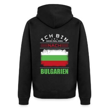 Ich Bin Dann Mal Weg Nach Bulgarien Fahne Urlaub - Unisex Premium Bio Zip Hoodie - Schwarz - Hinten - Nico (187cm)