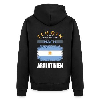 Ich Bin Dann Mal Weg Nach Argentinien Fahne Urlaub - Unisex Premium Bio Zip Hoodie - Schwarz - Hinten - Nico (187cm)