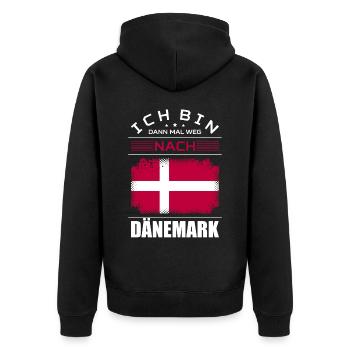 Ich Bin Dann Mal Weg Nach Dänemark Fahne Urlaub - Unisex Premium Bio Zip Hoodie - Schwarz - Hinten - Nico (187cm)