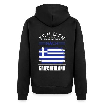 Bin Dann Mal Weg Nach Griechenland Fahne Urlaub - Unisex Premium Bio Zip Hoodie - Schwarz - Hinten - Nico (187cm)