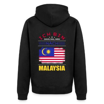 Ich Bin Dann Mal Weg Nach Malaysia Fahne Urlaub - Unisex Premium Bio Zip Hoodie - Schwarz - Hinten - Nico (187cm)